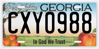 GA license plate CXY0988