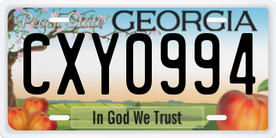 GA license plate CXY0994