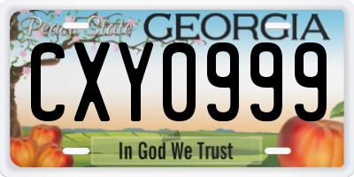 GA license plate CXY0999