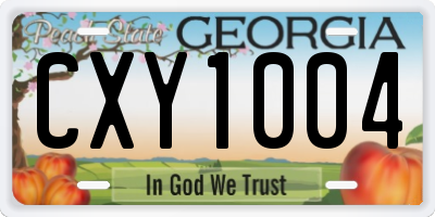 GA license plate CXY1004