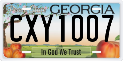 GA license plate CXY1007