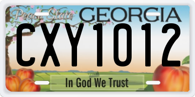 GA license plate CXY1012