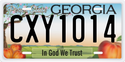 GA license plate CXY1014