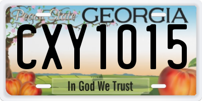 GA license plate CXY1015