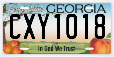 GA license plate CXY1018