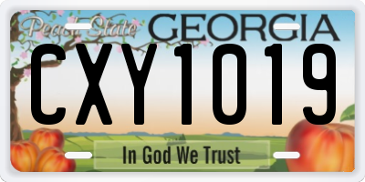 GA license plate CXY1019