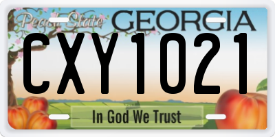 GA license plate CXY1021