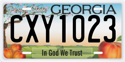 GA license plate CXY1023