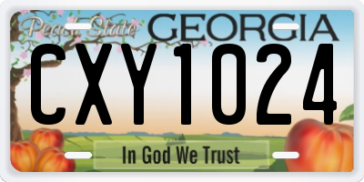 GA license plate CXY1024