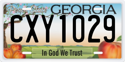 GA license plate CXY1029