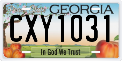 GA license plate CXY1031