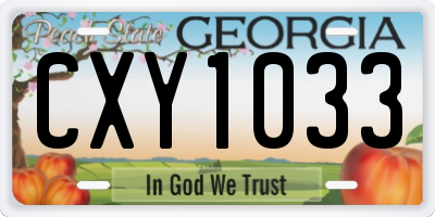 GA license plate CXY1033