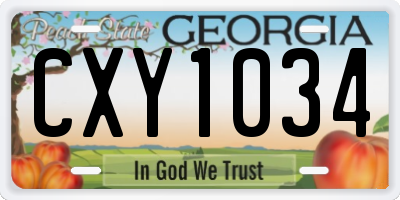 GA license plate CXY1034