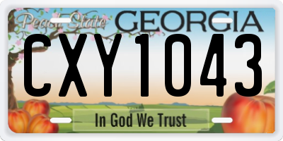GA license plate CXY1043