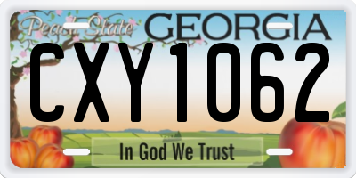 GA license plate CXY1062