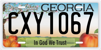 GA license plate CXY1067