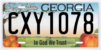 GA license plate CXY1078