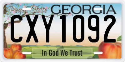GA license plate CXY1092