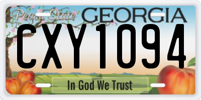 GA license plate CXY1094