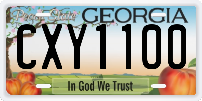 GA license plate CXY1100