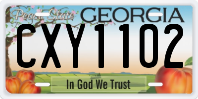 GA license plate CXY1102