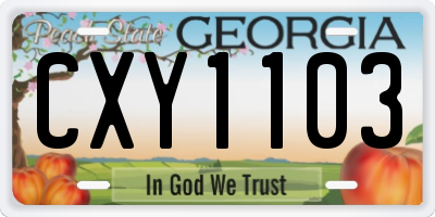 GA license plate CXY1103