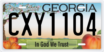 GA license plate CXY1104