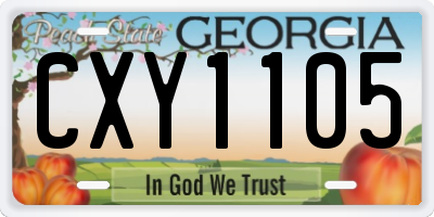 GA license plate CXY1105