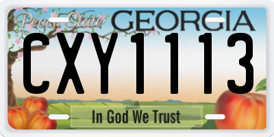 GA license plate CXY1113
