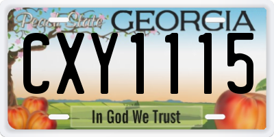 GA license plate CXY1115