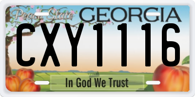 GA license plate CXY1116