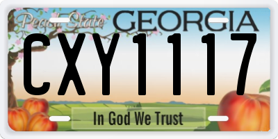 GA license plate CXY1117