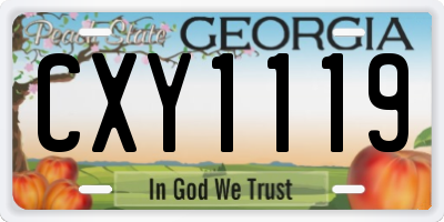 GA license plate CXY1119