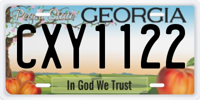 GA license plate CXY1122