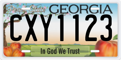 GA license plate CXY1123