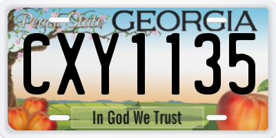 GA license plate CXY1135