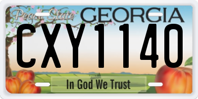 GA license plate CXY1140