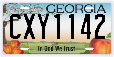 GA license plate CXY1142