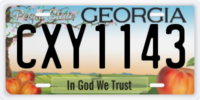 GA license plate CXY1143