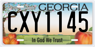 GA license plate CXY1145