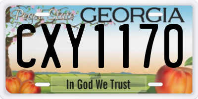 GA license plate CXY1170