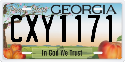 GA license plate CXY1171