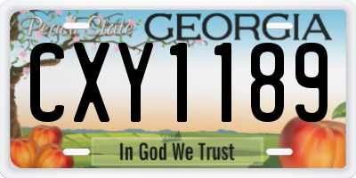 GA license plate CXY1189
