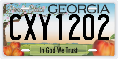 GA license plate CXY1202