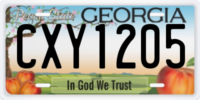 GA license plate CXY1205