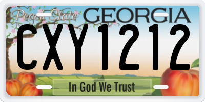 GA license plate CXY1212