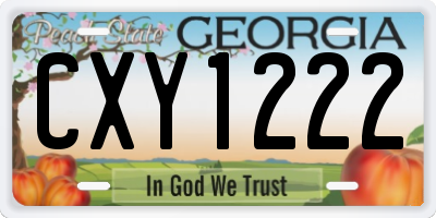 GA license plate CXY1222