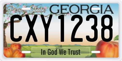 GA license plate CXY1238