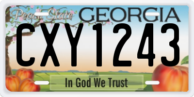 GA license plate CXY1243