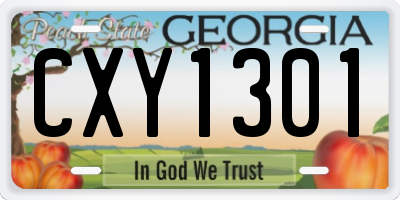 GA license plate CXY1301